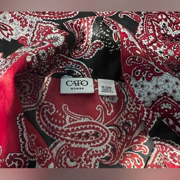 Cato Woman, 18/20W, Asian inspired satin finish short sleeve hidden button front - Picture 6 of 8